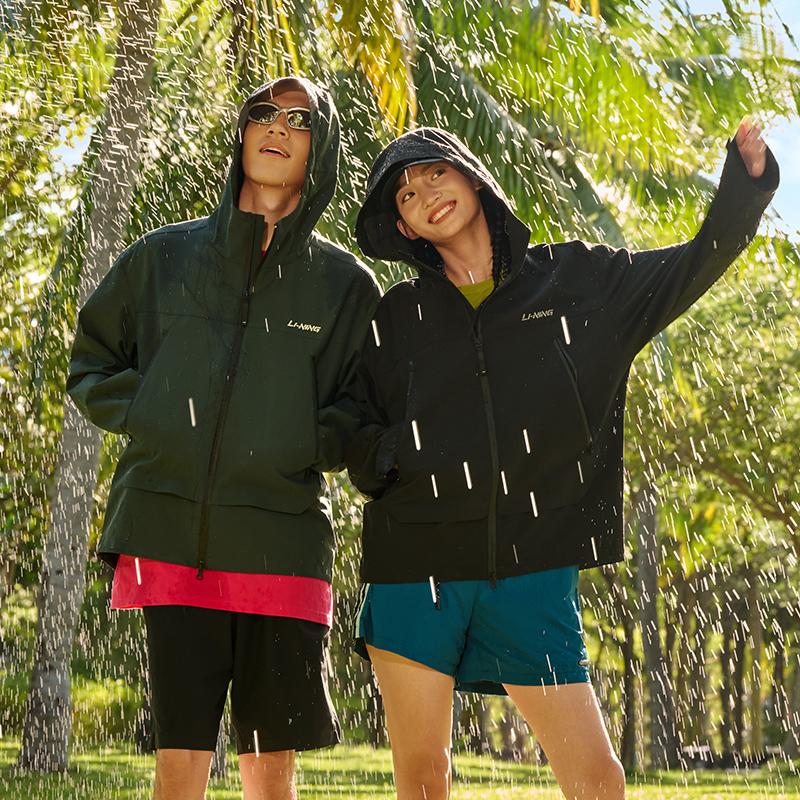 Li Ning Leaf Edge Водонепроницаемая Защита от УФ-излучения Ветрозащитная Дышащая Однотонная Куртка Прямого Покроя Удобная Куртка Мужские Куртки Черные AFDU689-8