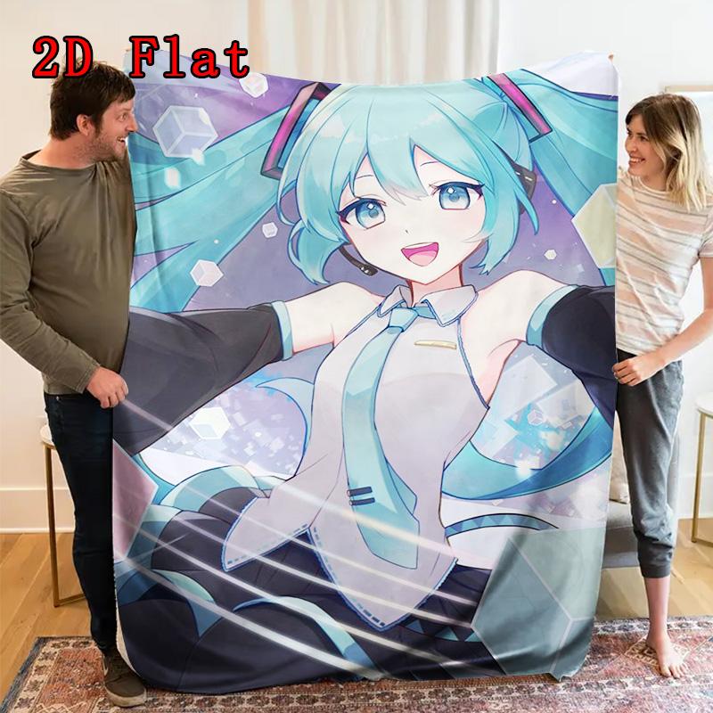 Hatsune Miku 2D Flat Pattern Flannel Blanket High quality All Seasons Warmth and Comfort Perfect for Christmas Gifts.NMT0928433