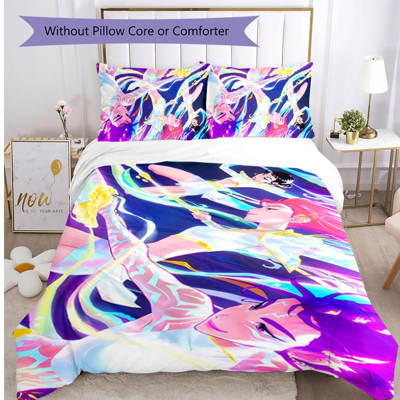 Kpop Demon Hunters Pattern Printed 3PCS Bedding Set, Soft Skin-Friendly Washable Duvet Cover & Pillowcases Set