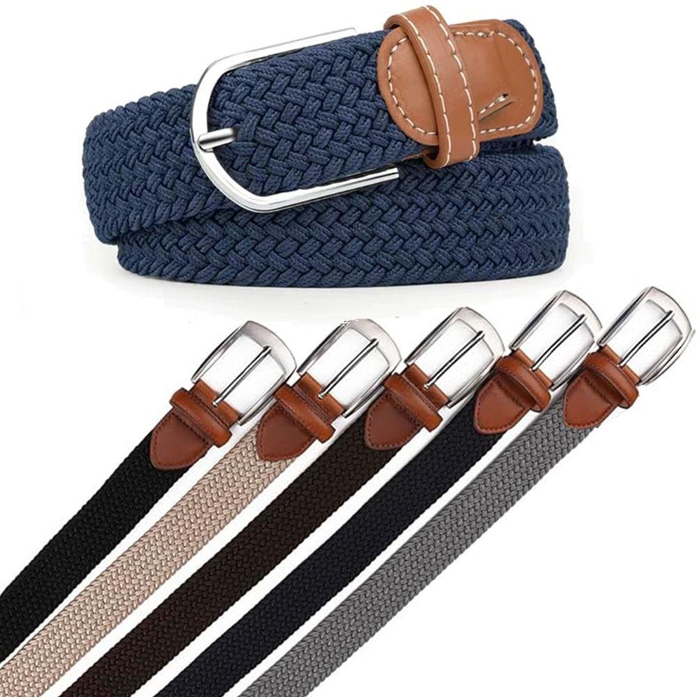 Adjustable Stretch Woven Belt Multicolored Men's Waistband Casual Elastic Braided Belt  Women