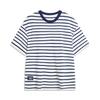 Футболка Li Ning Weekend Youth High Street American Vintage Striped Round Neck Casual Free Soft Short Sleeve Футболка Unisex Топы Off-White Deep-Navy AHSU659-3