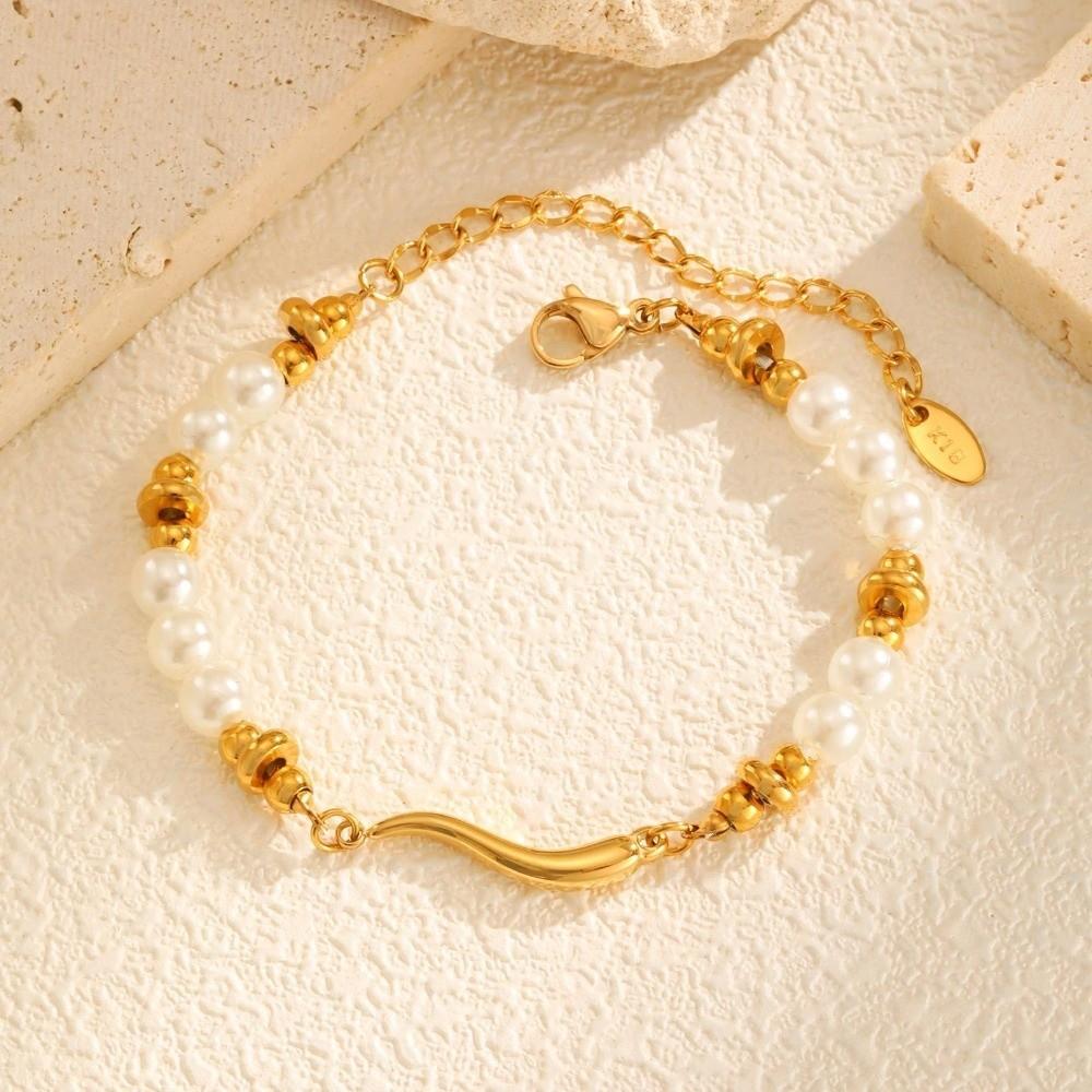 Imitation Pearl Pearl Bracelet Elegant Chain Bracelet Fashion Gold Plated Bracelet  Women Jewelry