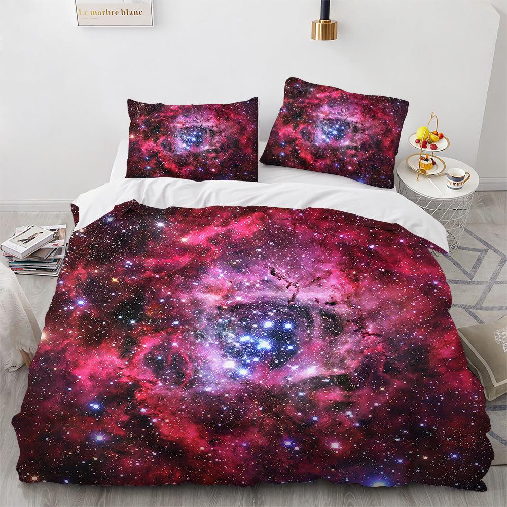 Комплект постельного белья Galaxy, космический романтический волшебный полиэстеровый чехол для детей, мальчиков и девочек, комплект постельного белья размера King Size с наволочкой