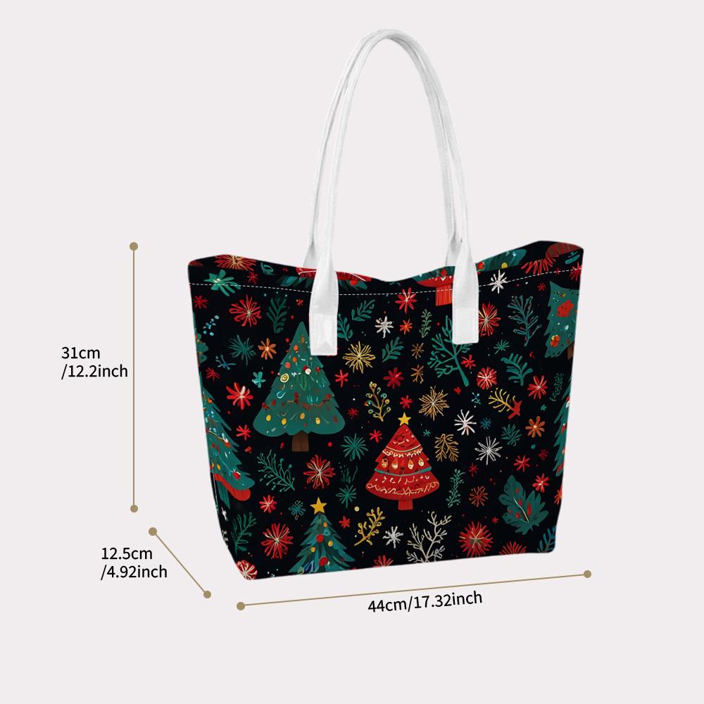 Christmas Printed Tote Bag Fashion Casual Handbag for Daily Use Holiday Gift