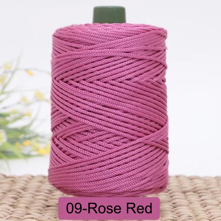 3 мм Цветной Крученый Плетеный Шнур, Полая Нить, Полиэстеровый Шнур Макраме, Черная Пряжа для Вязания Крючком, Пряжа для Вязальщицы