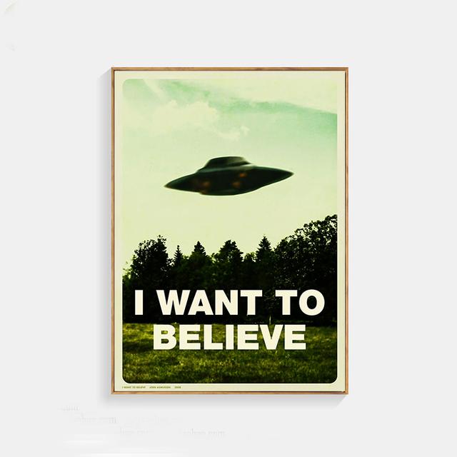 New Arrivals, Cartoon Poster, "I Want To Believe", X-file, Canvas Printing, Oil Painting, Decoration for Home