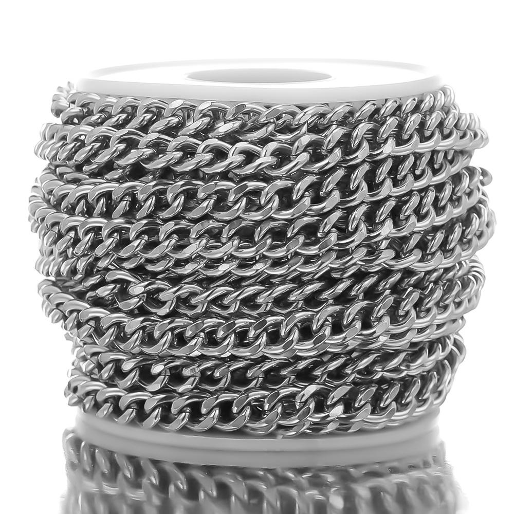 1 Meter Stainless Steel Cuban Chains Bulk for DIY Jewelry Making Crafts Bracelet  Accessories Handmade Hip Hop Necklace Findings