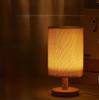 Fabric Wooden Desk Lamp, Bedside Night Light with Soft Ambient Lighting, DIY Wood Base Table Lamp for Bedroom, Living Room Decor