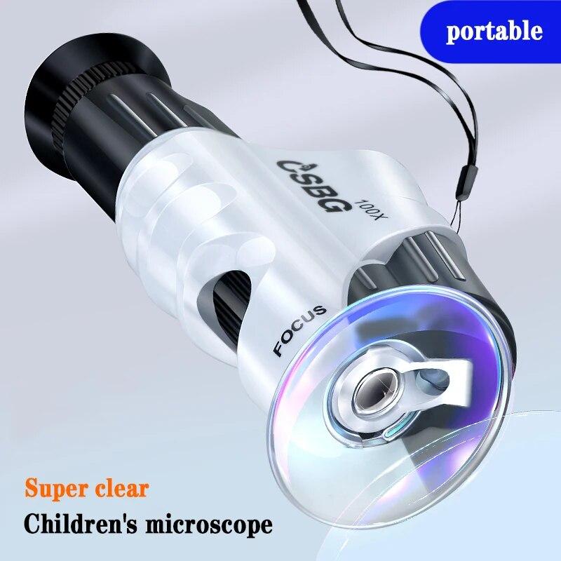 Handheld Microscope Kit 100x Lab Mini Pocket Portable Microscope Led Light Gift For Kids