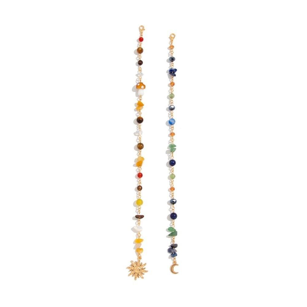 2Pcs Bohemian Long Tassel Chain Headdress Dirty Braids Headwear Exquisite Sun Moon Pendant Charm Adjustable
