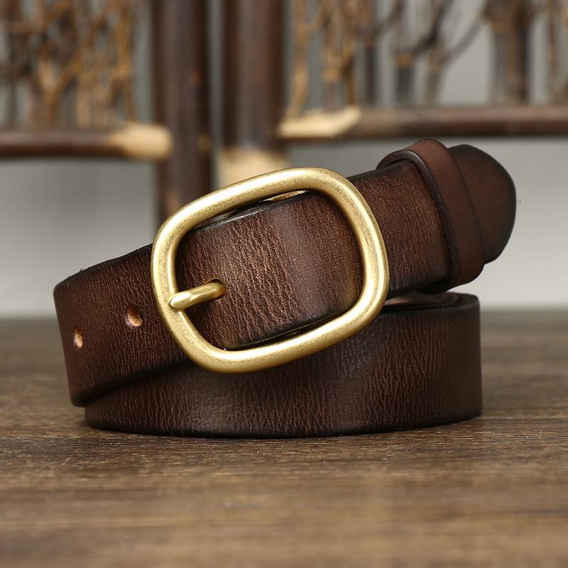 Женский ремень из винтажной мятой модной кожи с пряжкой из коровьей кожи первого слоя, универсальный ремень для джинсов, женский