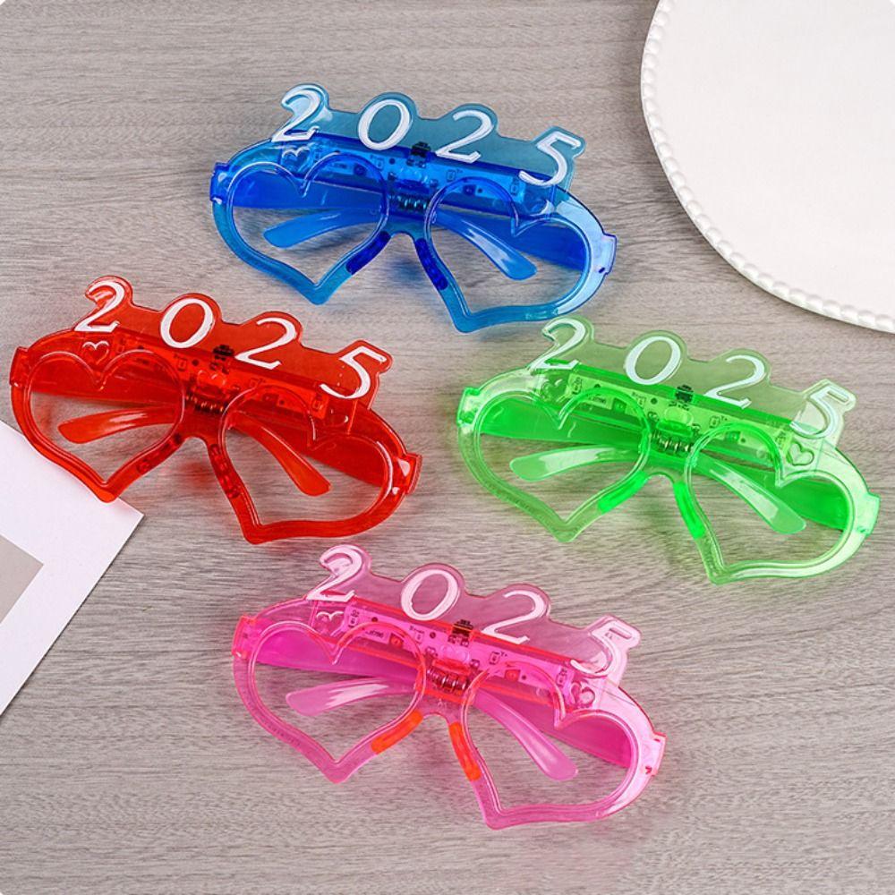 Light Up 2025 Happy New Year Glow Glasses New Year Party Glasses  Masquerade Party