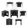 Folding Gazebo, Beer Tent, 4 Removable Side Walls, 2 Windows, Metal Frame, 2 x 2 m, Black