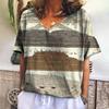 Summer Women's T-shirt Landscape V-neck T Shirt Ladies Fashion Short Sleeve Tops Retro Streetwear Fashion Clothes Female Casual