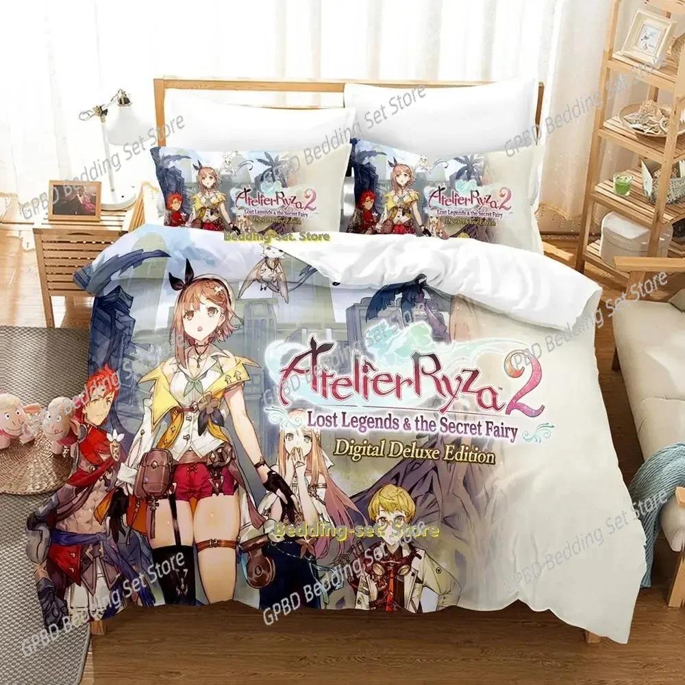 Atelier Ryza 2 Затерянные Легенды и Тайная Фея 3D НОВЫЙ Пододеяльник Наволочка Комплект Постельного Белья Взрослый Девочка Спальня Односпальный Двуспальный Большой