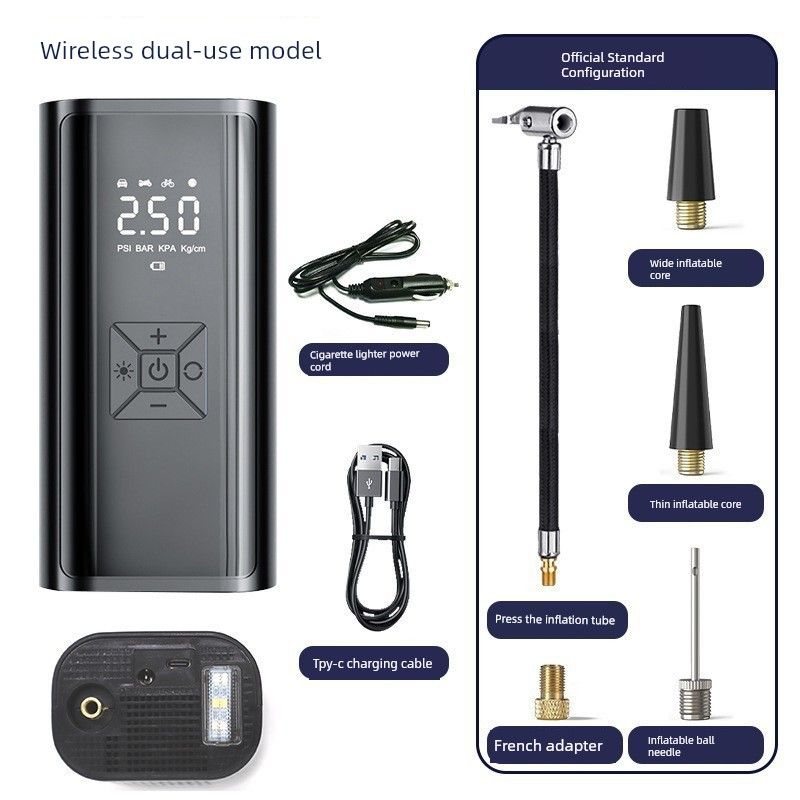 Car Air Pump, Car Electric Wireless Air Pump, Convenient Tire Inflator, Universal and Multi-Functional