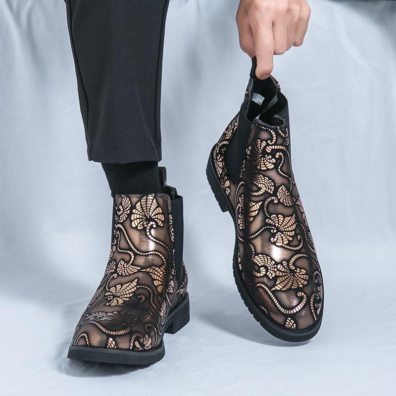 Большой размер 46 ботинки челси мужские 2025 весна и осень мужские средней и высокой высоты кожаные туфли ночной клуб британский стиль короткие ботинки мужские