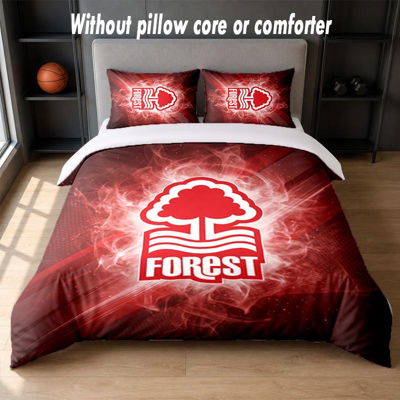Nottingham Forest Design Bed Bedding Set 1 Duvet Cover + 2 Pillowcases Soft Breathable Household Bed Linens