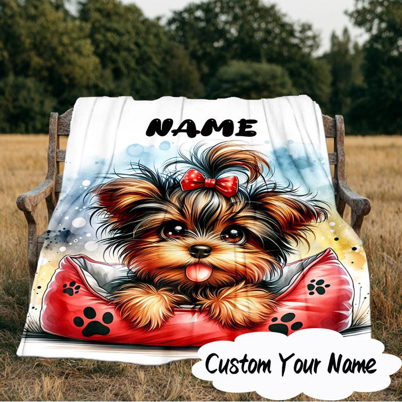 Custom Name Vintage Dog Portrait Art Blanket Ideal Bedding Blanket Perfect for Travel, Camping, Living Rooms, Offices, Sofas, Fan Christmas gift