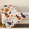 Halloween Christmas Flannel Throw Blanket Soft Non-Shed Cozy Warm Fuzzy Blanket with Pumpkin Ghost Cat Design for Home Couch Sofa Living Room