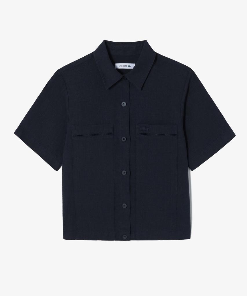 LACOSTE Женская льняная ажурная рубашка с коротким рукавом Cf197E-56G Hde