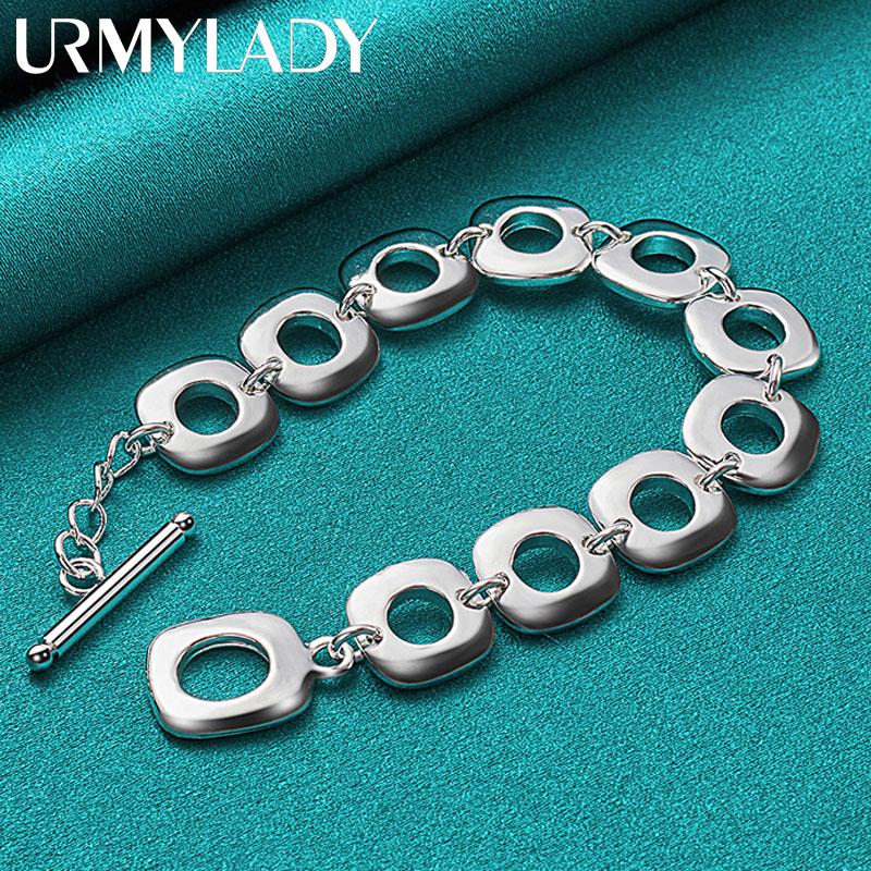 Браслет-цепочка из стерлингового серебра 925 пробы с круглым кольцом, модные ювелирные изделия