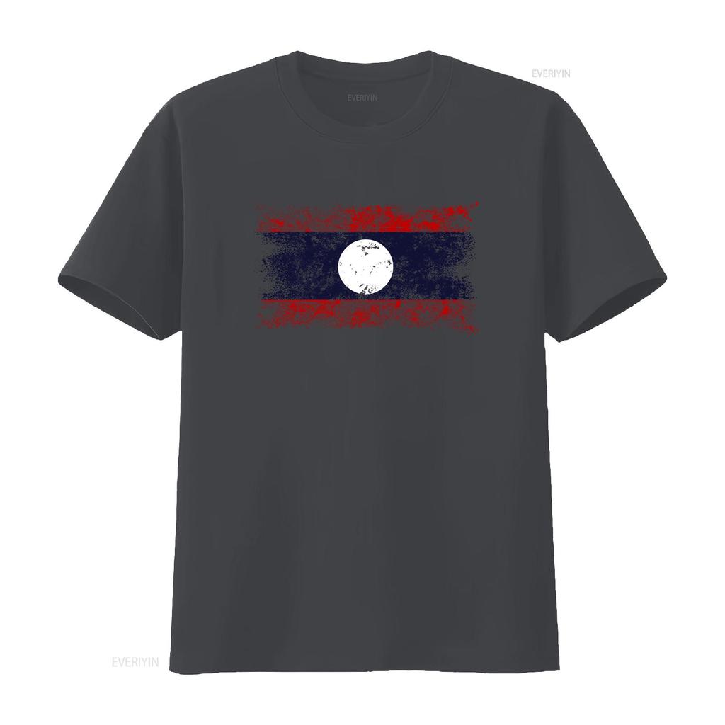 ЛАОС ВИНТАЖНЫЙ ФЛАГ МУЖСКАЯ ФУТБОЛКА ТИШКА XS S M L XL 2XL 3XL 4XL 5XL Ретро Стиль с Принтом винтажный Стиранный Удобный Стильный