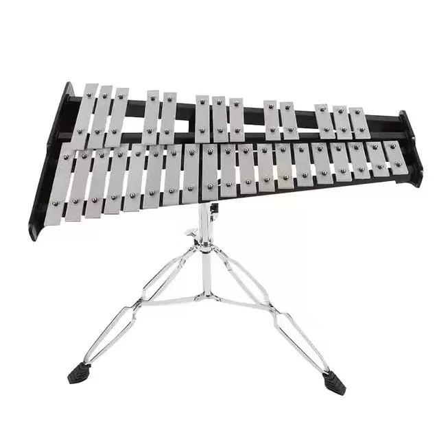 32-тональный алюминиевый ксилофон, портативный перкуссионный инструмент Орфа: Складной стальной ручной молоточковый пианино