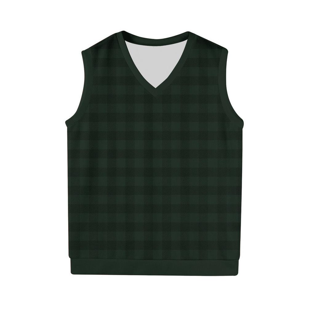 Мужской жилет без рукавов с клетчатым принтом и V-образным вырезом, вязаный джемпер