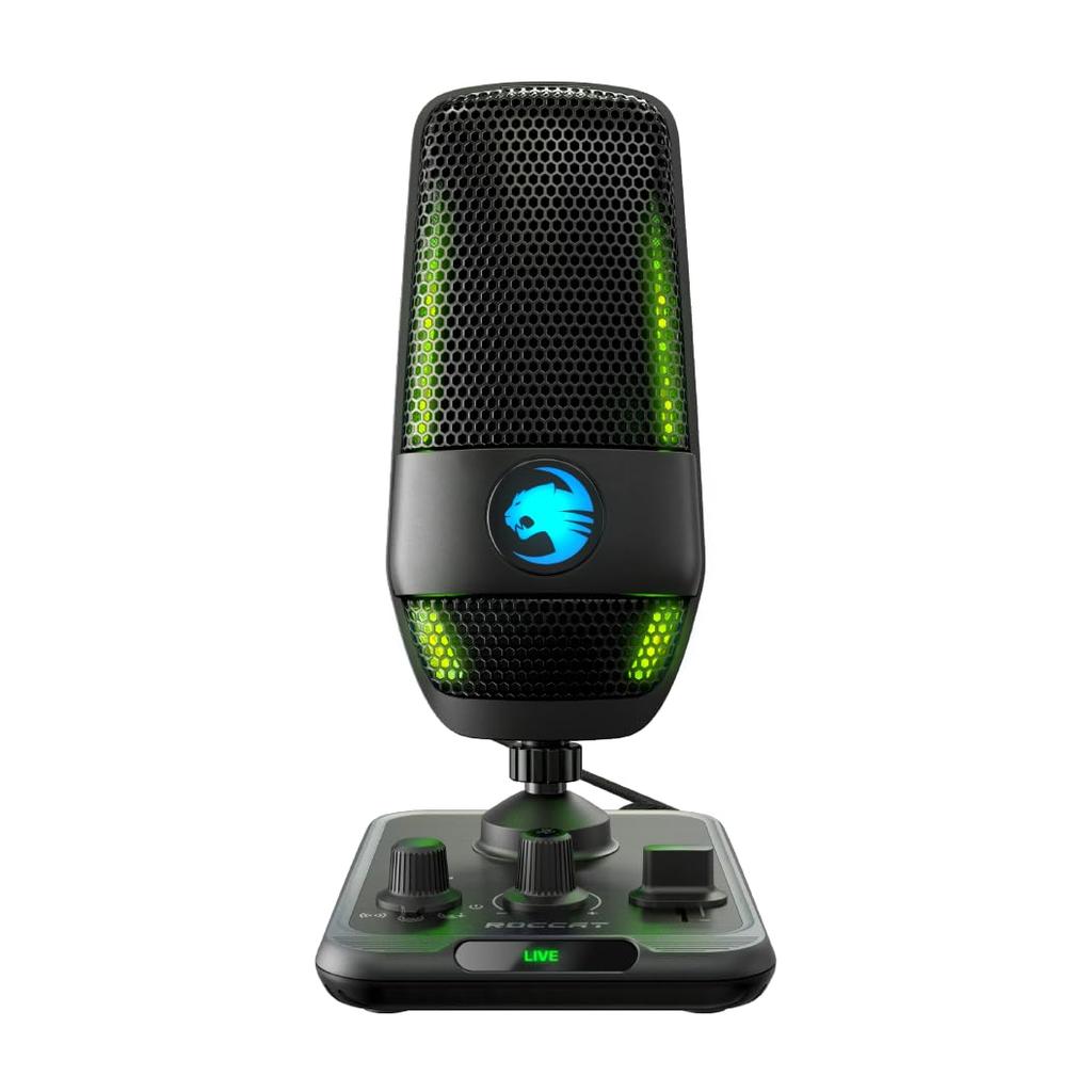 ROCCAT Condenser Microphone Torch USB Gaming Microphone PC Game Distribution RGB Pickup Pattern 3 Types Studio Grade Boom Arm Compatible Windows 7 or