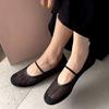 Fashion Transparent Silk Gauze Ballet Flat Women 2025 Summer New Round Toe Elastic Band Mesh Shoes Ladies Comfort Versatile Lazy Loafer