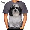 Новая модная и милая футболка с принтом собаки Ши-цзы 3D для мужчин, летний повседневный топ с короткими рукавами и изображением животного