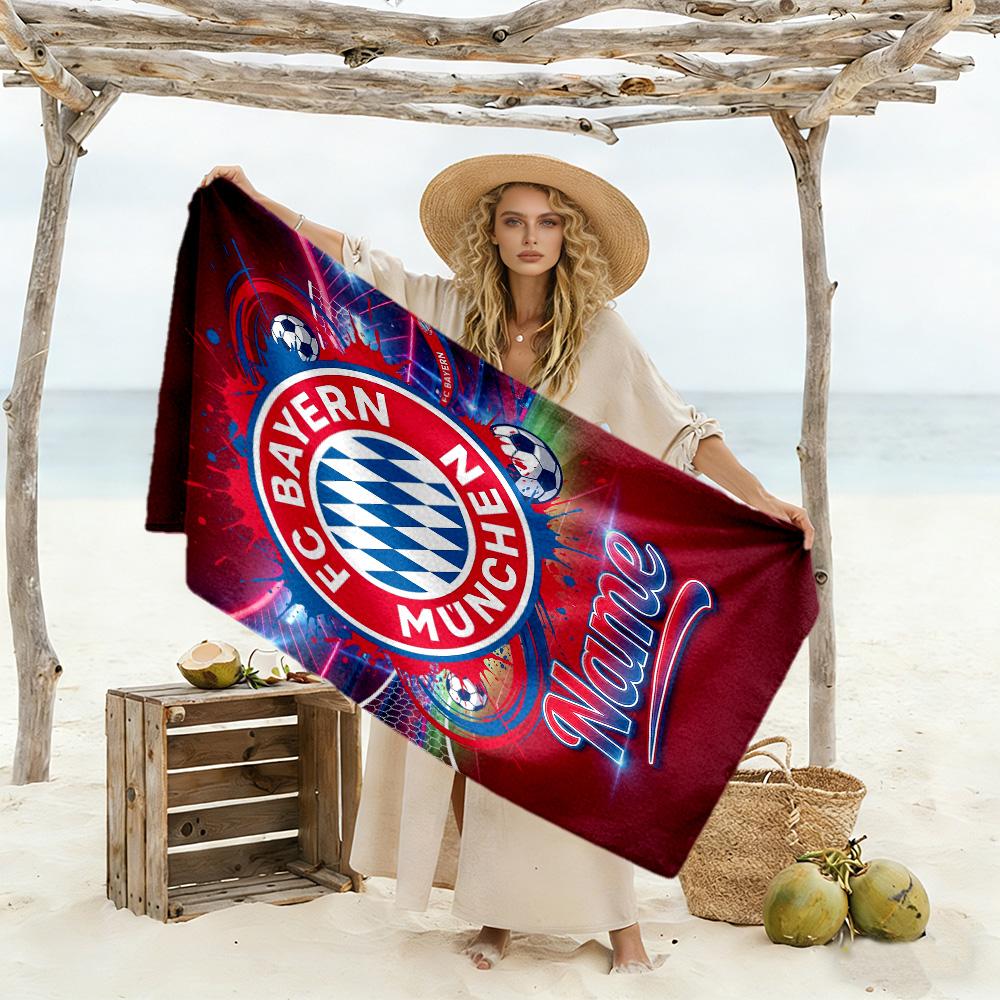 Bayern Munich Fan Gear Customize Text Beach Towel Quick-Dry Soft Microfiber