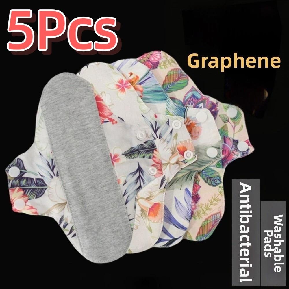 5Pcs 23CM Reusable Sanitary Pads Graphene Menstrual Cloth Pads Diaper Panty Liner Lady Care