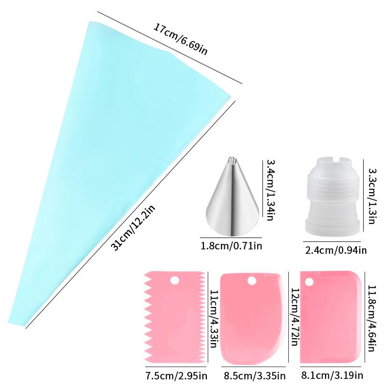 Набор насадок из нержавеющей стали для кондитерского мешка Кухонные инструменты для украшения тортов кремом Многоразовые насадки Кондитерский мешок Скребок для крема