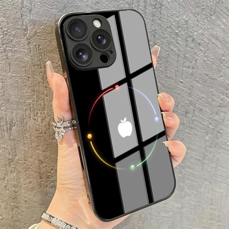 Colorful Halo For Apple Tempered Glass Phone Case for iPhone 17 Pro Max 13 12 11 Pro 14 15 16 Plus 16E 17Air X XR XS 7 8 Cover