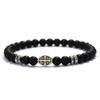 Fashion Men Natural Stone Handmade Bracelet Oval Cross Hematite Tiger Eye Stone Brass Braslet Meditation Wrap Hand Jewelry