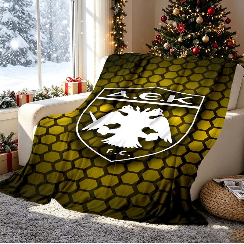 AEK Athens FC Pattern Blanket for Home Decoration, Bed, Sofa, Car Travel, Camping, Suitable for All Seasons, Birthday Christmas Gift