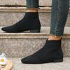 Fashion Women Knitted Stretch Low Heel Ankle Bootie Leisure Black Breathable Non-slip Slip On Short Boots Size36 43 Botines Para Mujeres