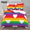 Luxury 3D Rainbow Heart Print Home Living Comfortable Duvet Cover Pillowcase Kid Bedding Set Queen and King EU/US/AU/UK Size