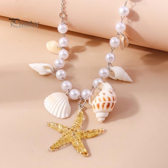 Ожерелье в виде морской звезды, потрясающее ожерелье из искусственного жемчуга, универсальные пляжные украшения, модное минималистичное ожерелье тонкой работы