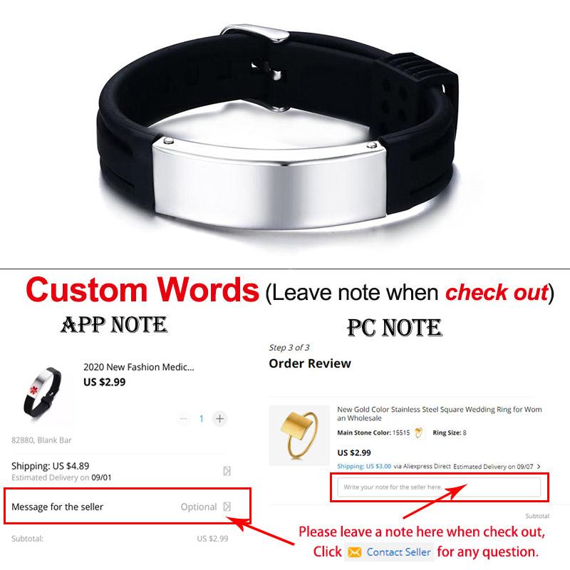 KOtik 2023, новые модные медицинские браслеты с гравировкой, персонализированные силиконовые браслеты из нержавеющей стали для