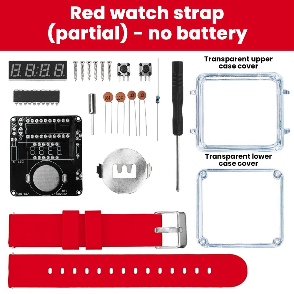 DIY Electronic Watch Kit LED Digital Tube Display Creative Solder Project Transparent Case 3V Electronic Component kit