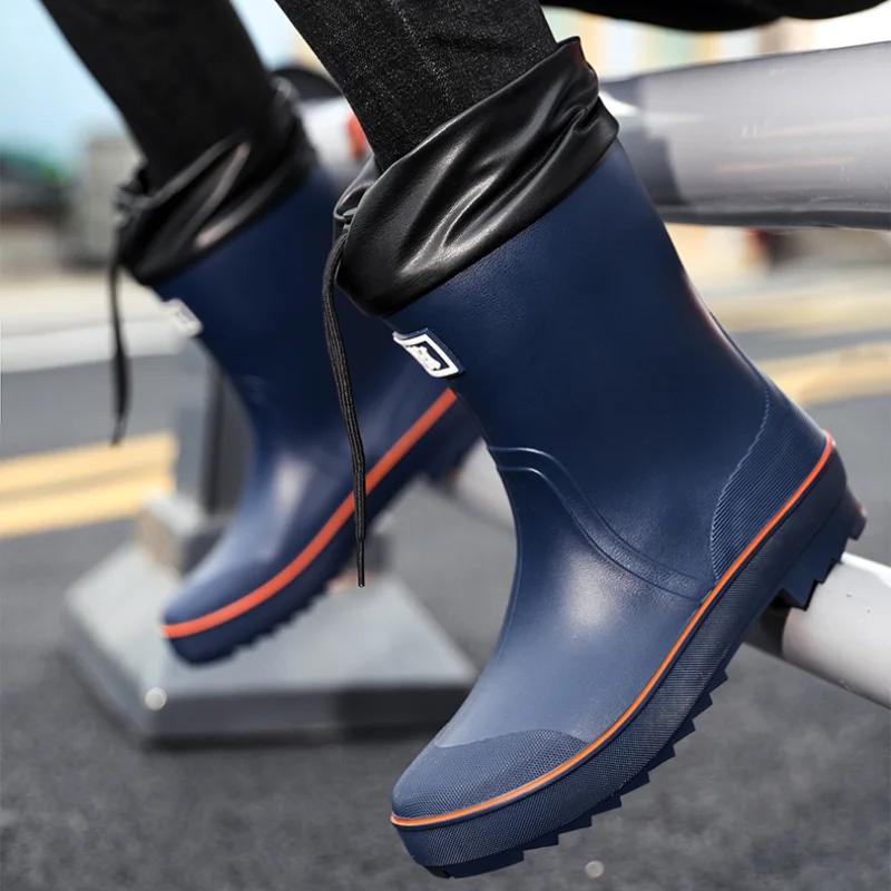Мужские дождевые сапоги для рыбалки и кемпинга, мужские повседневные нескользящие износостойкие водонепроницаемые ботинки Botas De Lluvia Para Hombre
