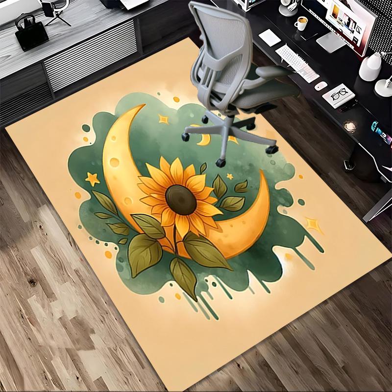 Moon Sunflower Pattern Area Rug, Office Carpet Indoor Outdoor Entrance Doormat, Non-Slip Soft And Comfortable, Living Room, c122072