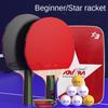Pro Wood Rubber Pingpong Racket Long Handle Horizontal Paddle Plastic Base Training