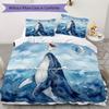 Deep Sea Whale Pattern Bedding uilt Set uilt Cover Pillowcase Home Decoration Birthday Gift (1 * duvet cover + 2 * pillowcase without core)