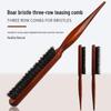 Wooden Long-Handle Pig Bristle Comb for Fluffy Styling and Hairdressing