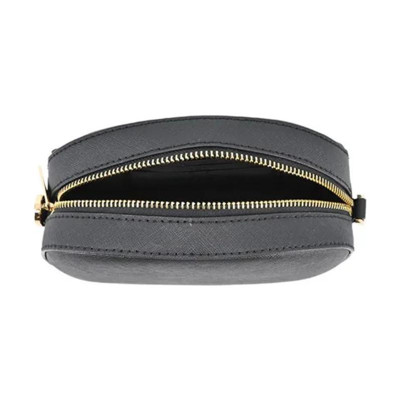 Michael Kors JET SET GLAM Круглый Логотип Застежка-молния Кожаная Сумка для Камеры Сумка через Плечо Маленькая Женская Черная