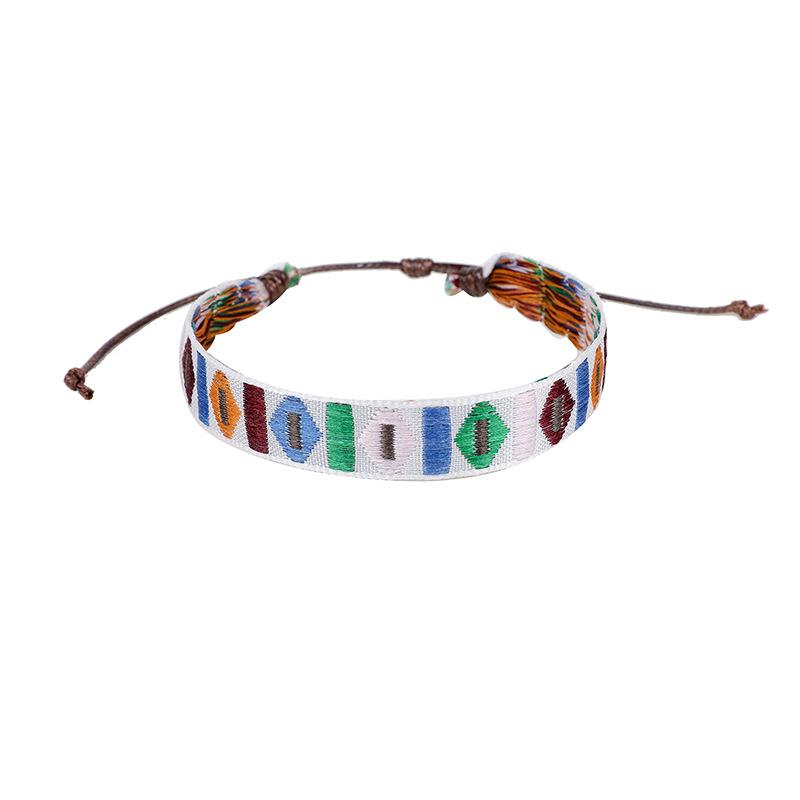 Cross-Border Bracelet Retro Handmade Bracelet Bohemian Printed Fabric Artistic Bracelet Carrying Strap Ethnic Style